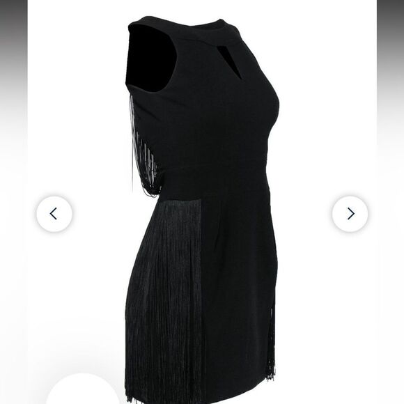 Nanette Lepore black tassel fringe cocktail mini dress 2 - Picture 3 of 5